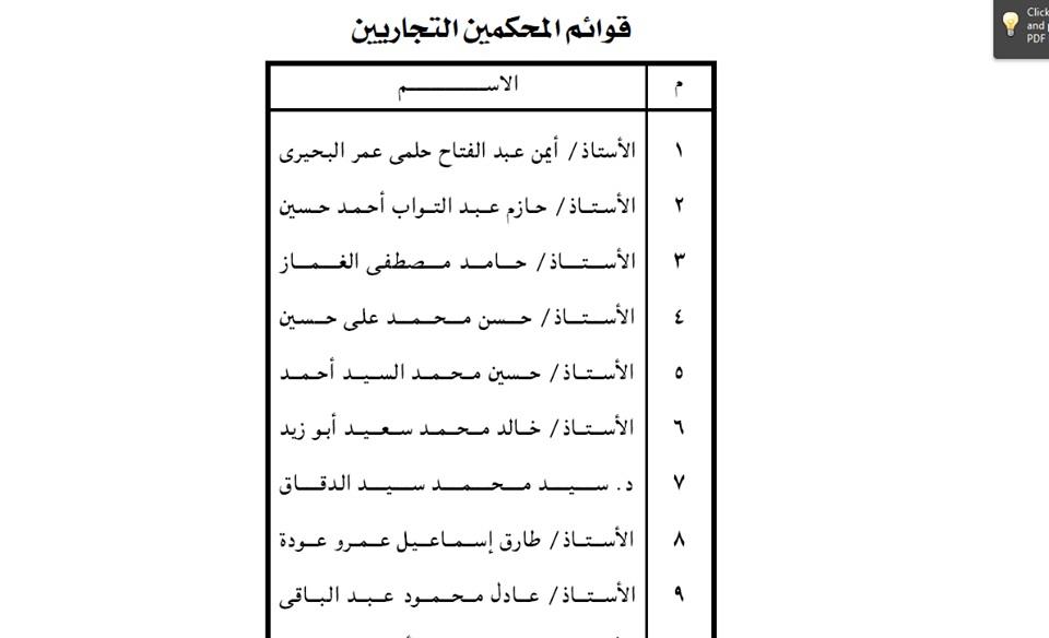أسماء قائمة المحكمين الدوليين والتجاريين المعتمدة من وزير العدل (1)                                                                                                                                     