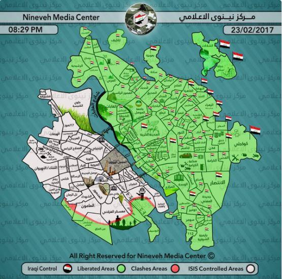 خريطة المعارك في الموصل                                                                                                                                                                                 