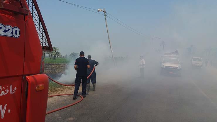 حريق تسبب في حادث تصادم سيارتين (1)                                                                                                                                                                     