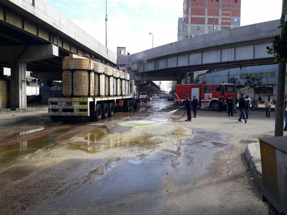 إنقاذ منطقة القباري غربي الإسكندرية من كارثة كيميائية بعد اصطدام سيارة نقل (1)                                                                                                                          
