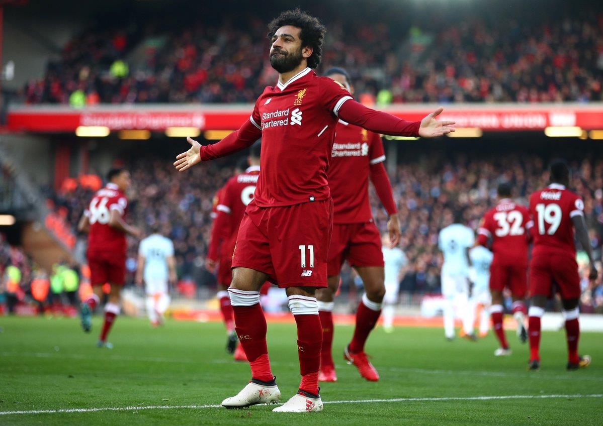 محمد صلاح يحتفل بهدفه ضد وست هام (1)                                                                                                                                                                    