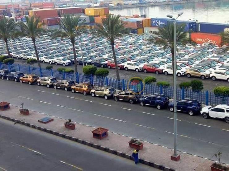 زحام بساحات تخزين السيارات بميناء الإسكندرية