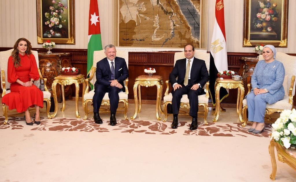 الرئيس السيسي وقرينته مع الملك عبدالله الثاني والملكة رانيا