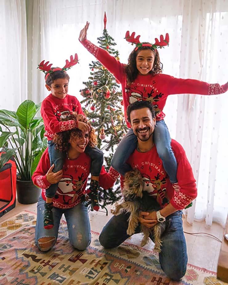 أحمد داوود وعلا رشدي يحتفلان بالكريسماس مع ابناءهما 