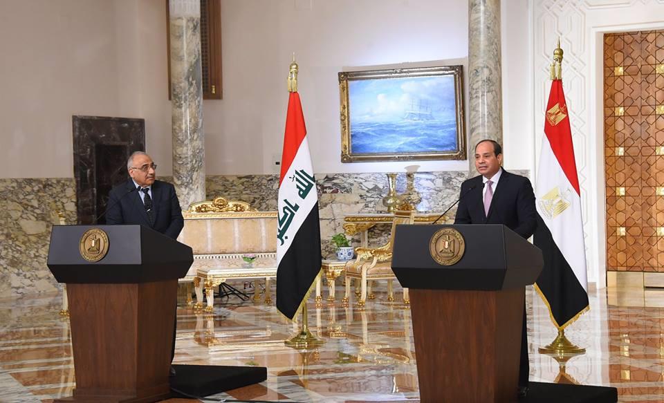 السيسي خلال المؤتمر الصحفي مع رئيس وزراء العراق (1)