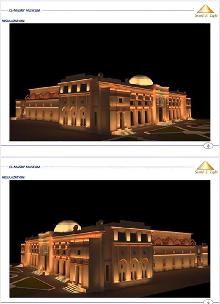 إضاءة المتحف المصري وميدان التحرير 