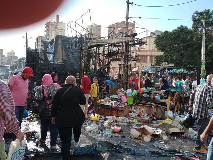 حريق هائل بسوق محطة مصر في الإسكندرية