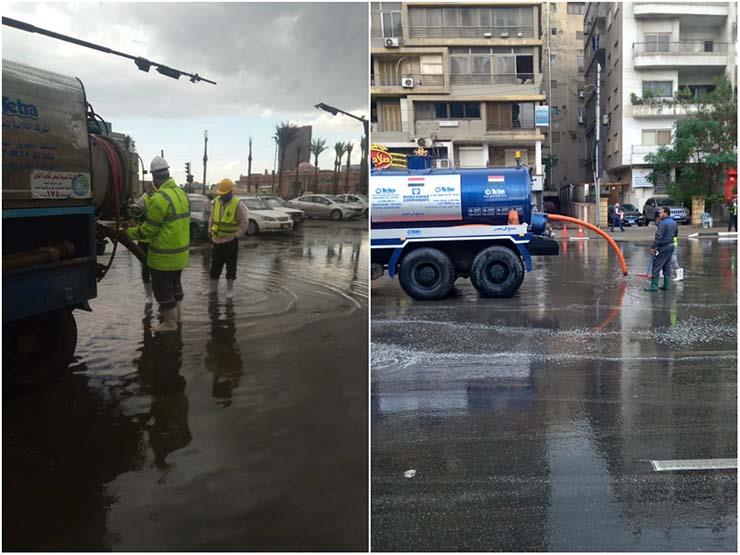 سحب مياه الأمطار من شوارع الإسكندرية 