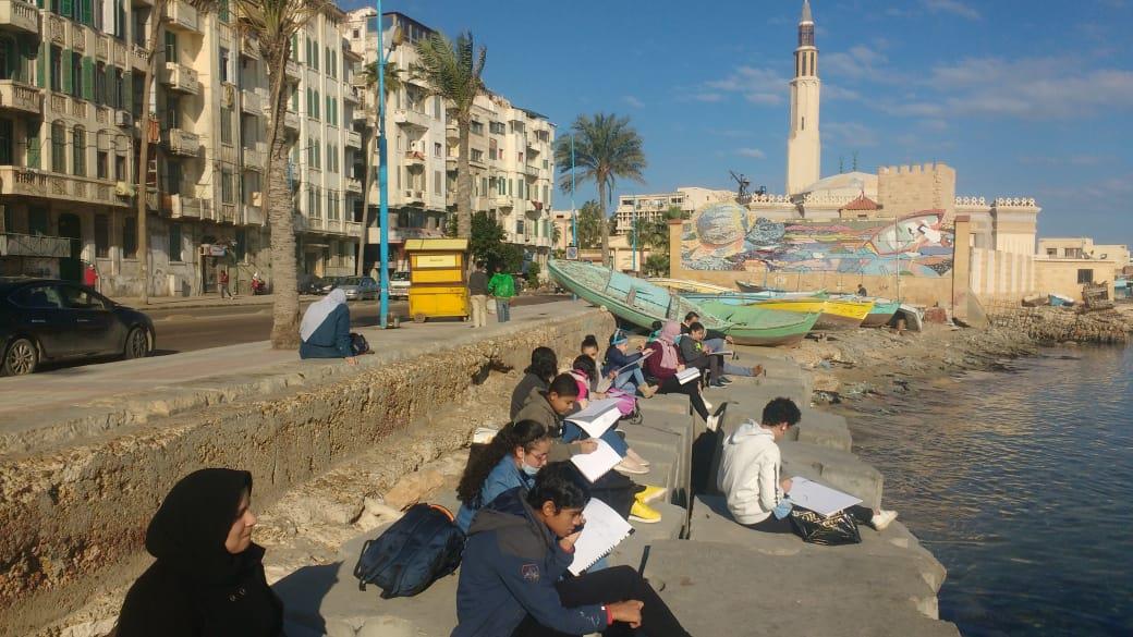 مسابقة رسم على شاطئ الأنفوشي بالإسكندرية 