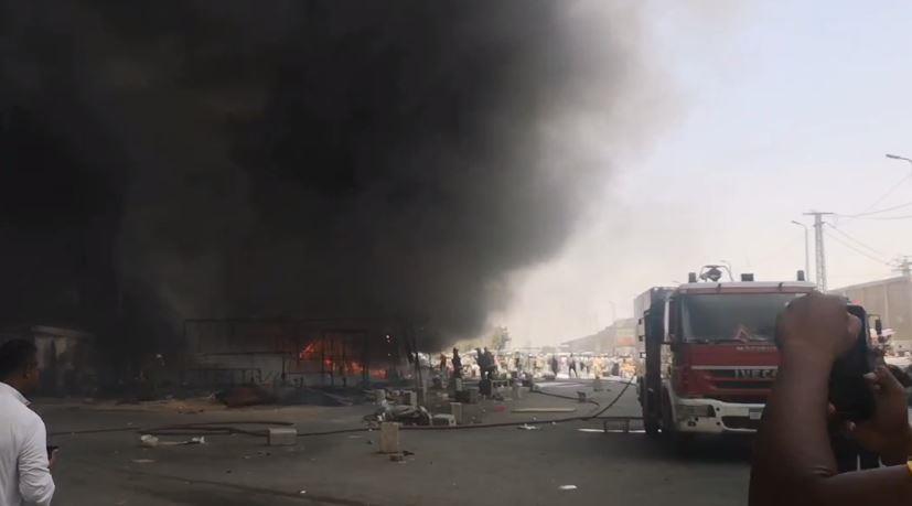 الحماية المدنية تنجح في السيطرة على حريق سوق توشكى بحلوان