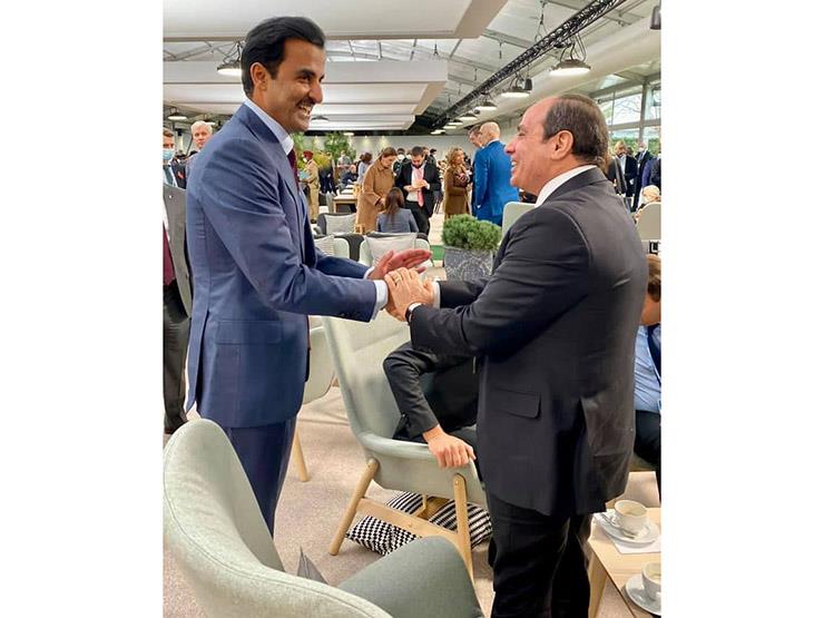 صورة- الرئيس السيسي يلتقي أمير قطر على هامش انعقاد قمة المناخ 