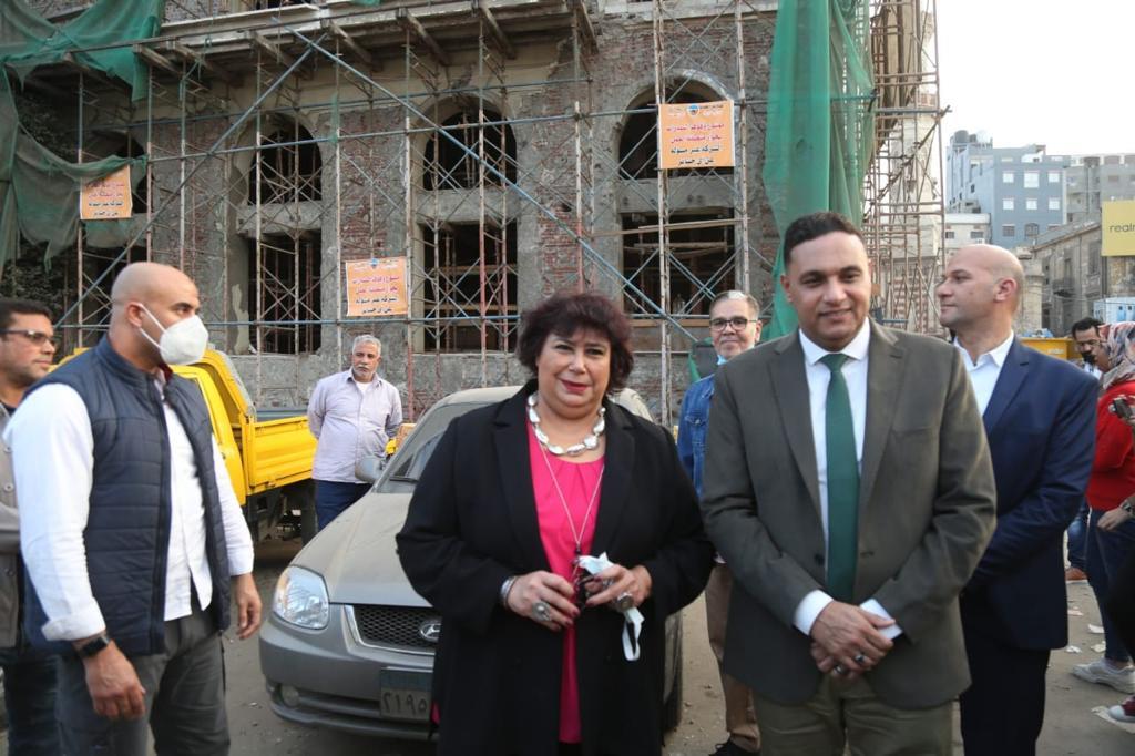 وزيرة الثقافة تتفقد أعمال ترميم مبنى أوبرا المنصورة 
