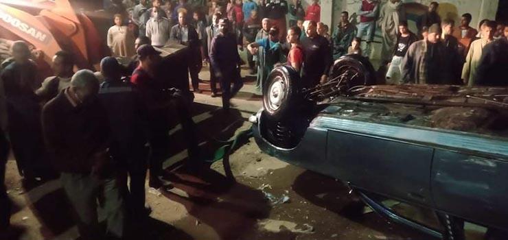 سقوط سيارة نقل ركاب بنهر النيل أمام قرية مجريس 