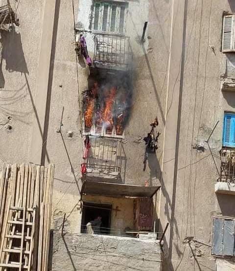 حريق بشقة في الإسكندرية (1)