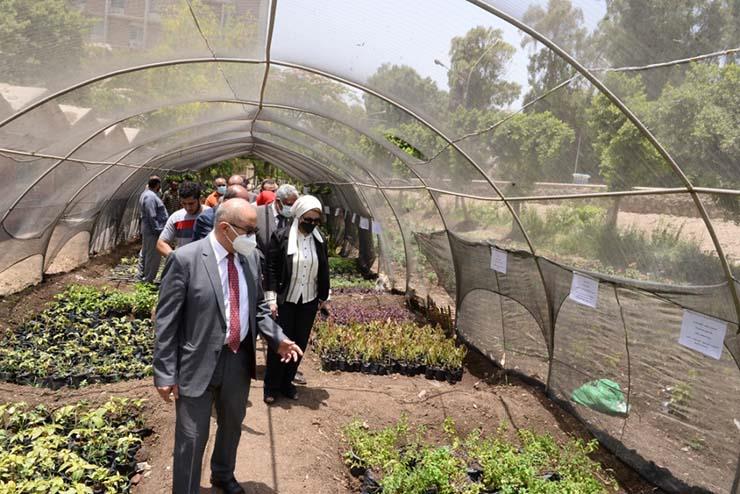 رئيس جامعة أسيوط يتفقد الصوبة العلمية لإنتاج نباتات الزينة 