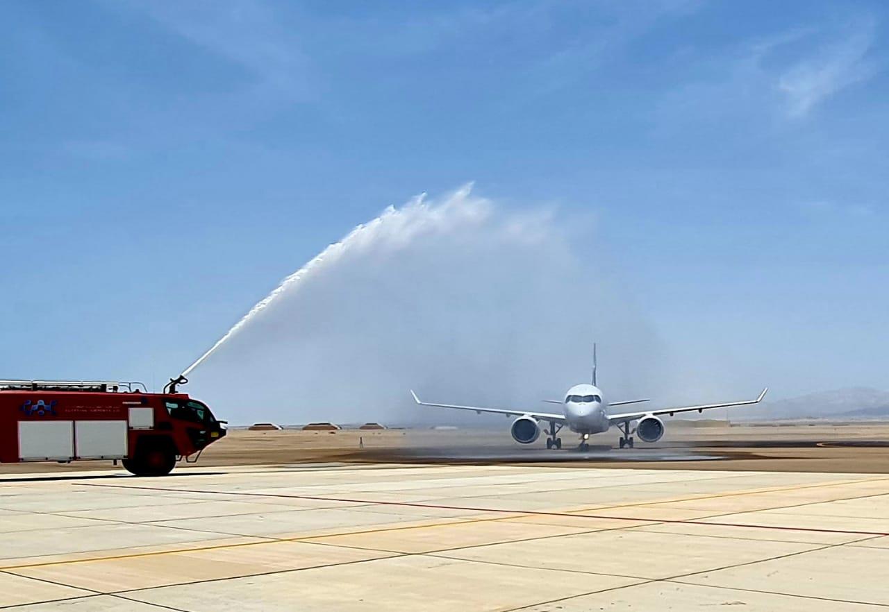 مطار برنيس الدولي يستقبل أول طائرة لشركة مصر للطيران
