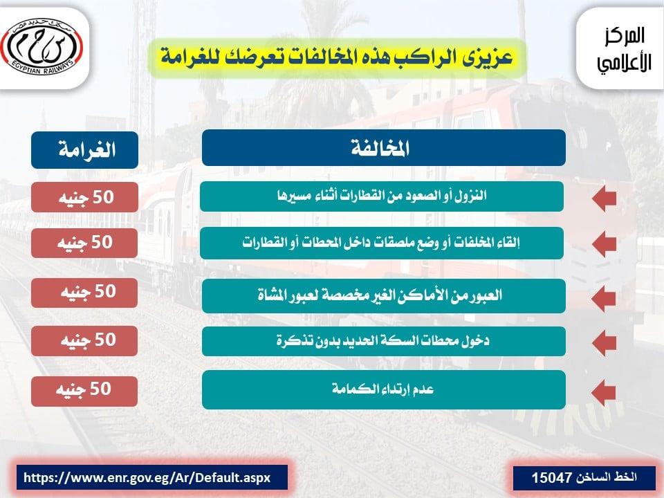 السكة الحديد احذر 15 مخالفة تعرضك للغرامة الفورية