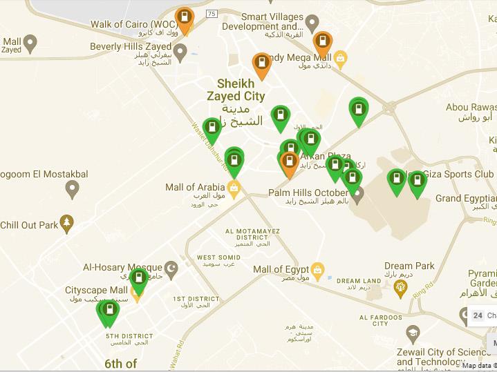 محطات الشحن في الشيخ زايد و6 أكتوبر 