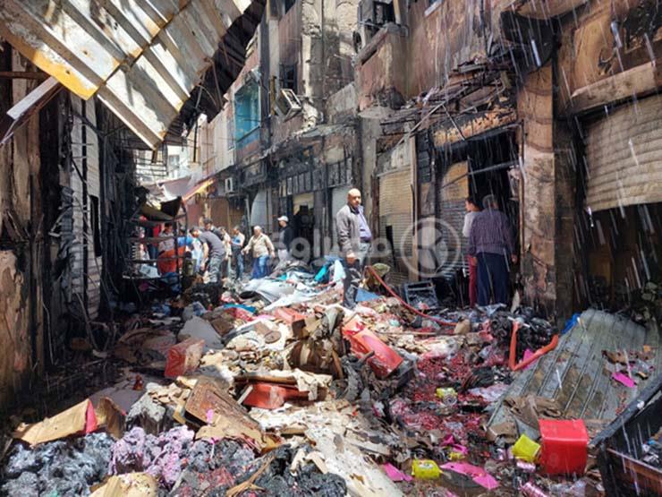 خسائر حريق سوق المنشية في الإسكندرية (1)