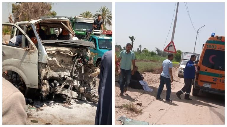 حالة وفاة و9 مصابين  أسماء ضحايا التصادم المروع بين 3 سيارات بأسيوط 