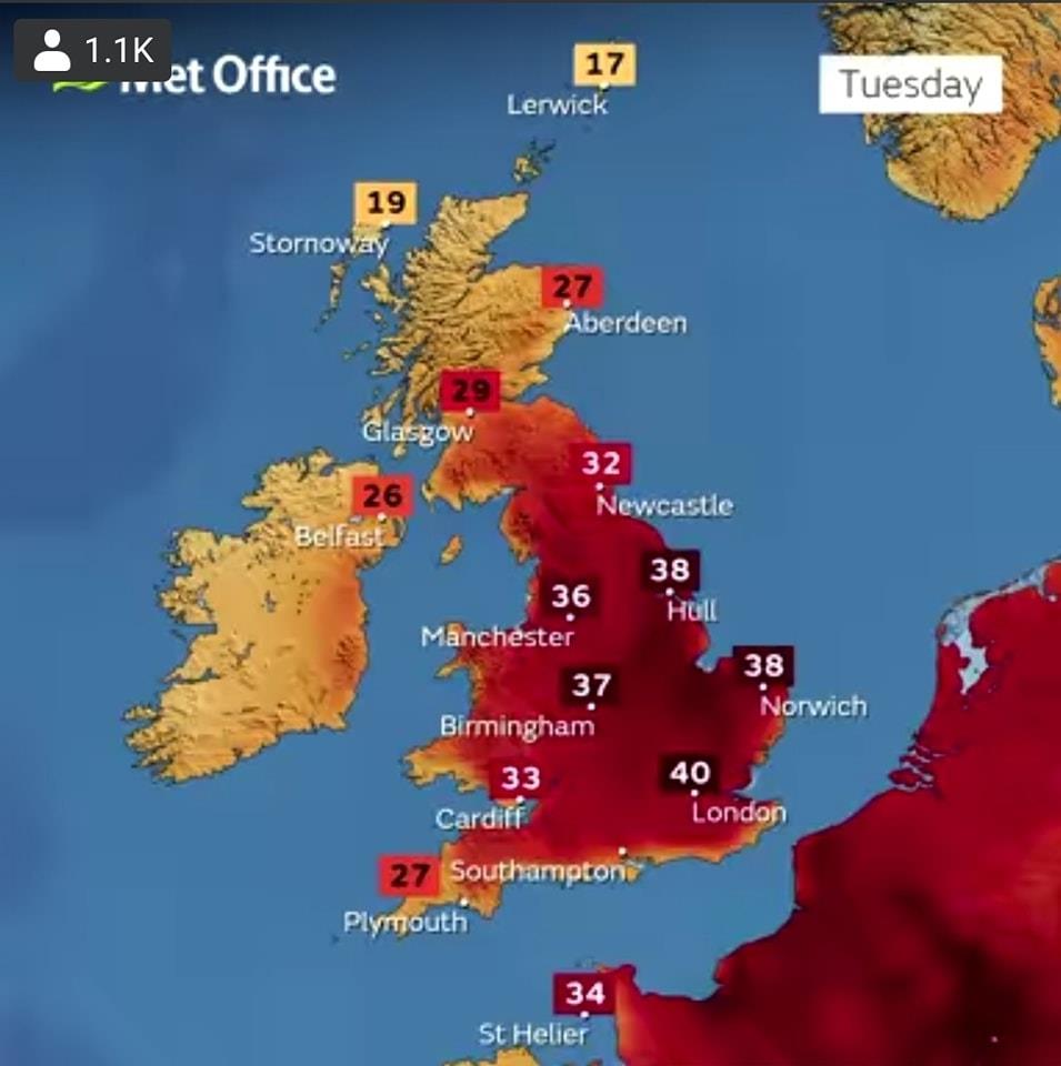 موجة حارة قياسية تضرب بريطانيا وإعلان الإنذار الأحمر
