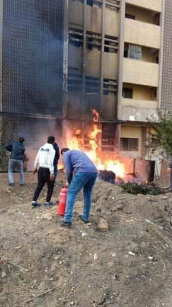 حريق في مدينة طالبات الأزهر