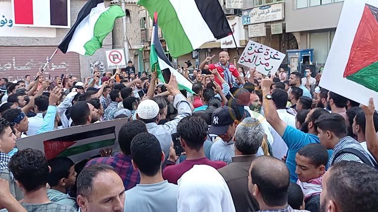 الآلاف في المنيا يتظاهرون احتجاجًا على الاحتلال الإسرائيلي على غزة 