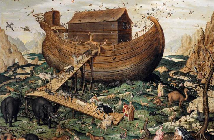 سفينة نوح تقع على قمة جبل أرارات في لوحة رسمها الفنان سيمون دي مايل عام 1570