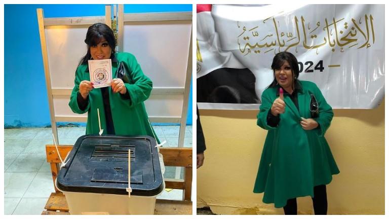 فيفي عبده تدلي بصوتها في الانتخابات الرئاسية