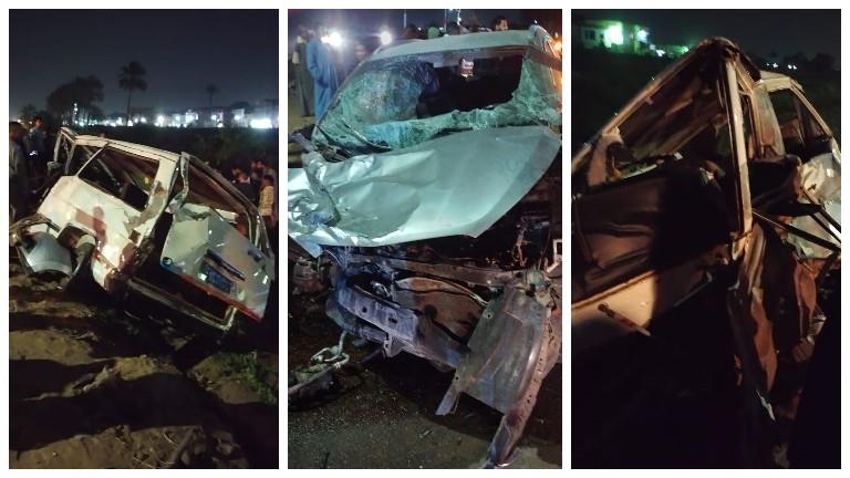 حادث تصادم سيارتين بطريق مصر أسيوط الزراعي