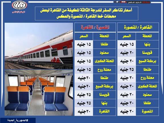 أسعار تذاكر الدرجة الثالثة مكيفة بخط القاهرة الإسكندرية