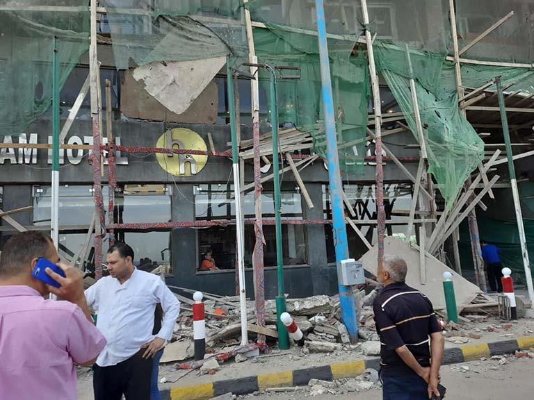 سقوط سقف فندق أثناء ترميمه بالإسكندرية 