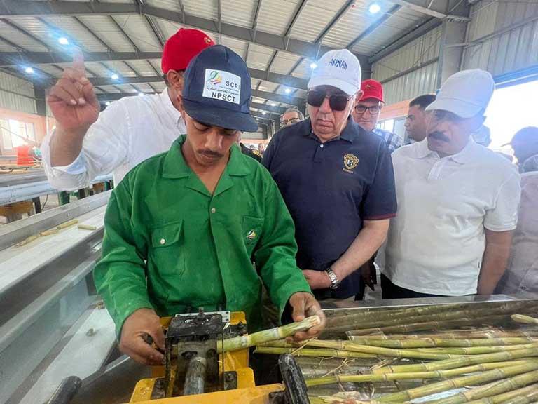 وزير الزراعة يتفقد محطة لإنتاج شتلات قصب السكر 