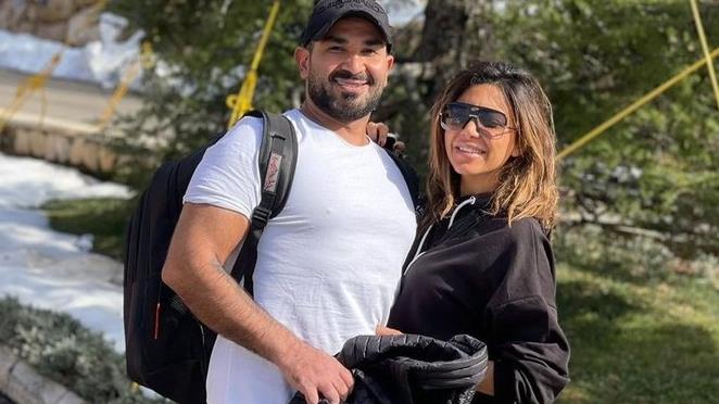 أحمد سعد وزوجته علياء بسيوني 