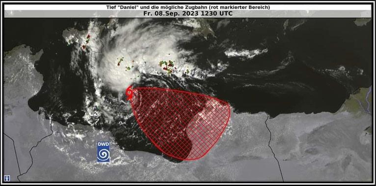 العاصفة دانيال تتحرك نحو ليبيا