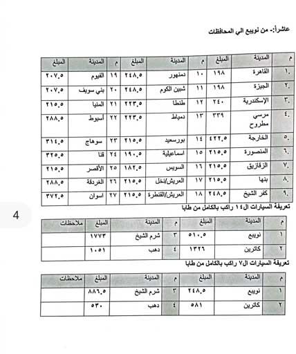 تسعيرة سيارات الأجرة 