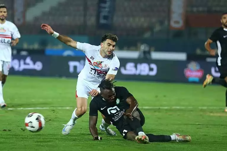 زيزو لاعب الزمالك خلال مباراة البنك الأهلي                                                                                                                                                              