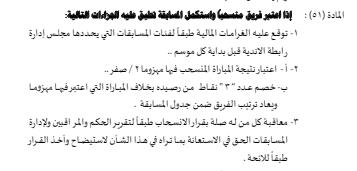المادة 51 من لائحة الدوري المصري 2024