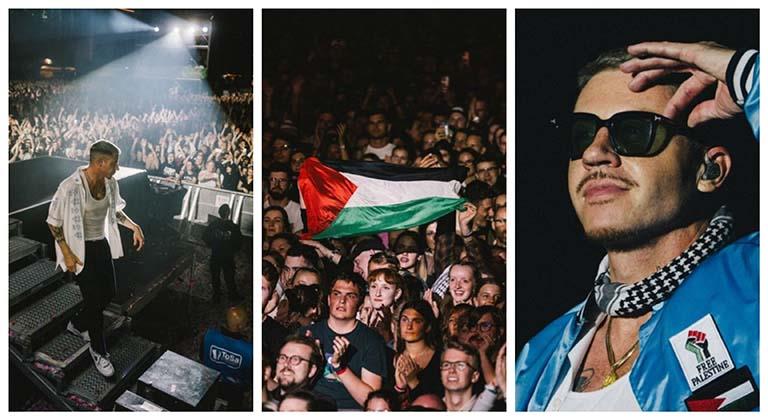 ماكليمور يدعم القضية الفلسطينية من حفله في ألمانيا