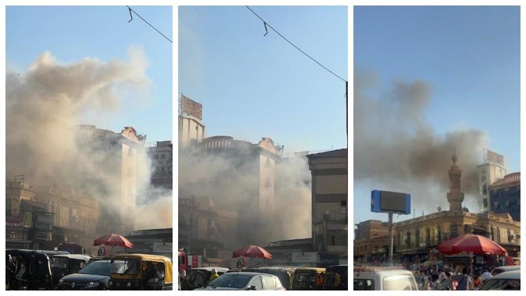 حريق محلين بمنطقة شارع الخان