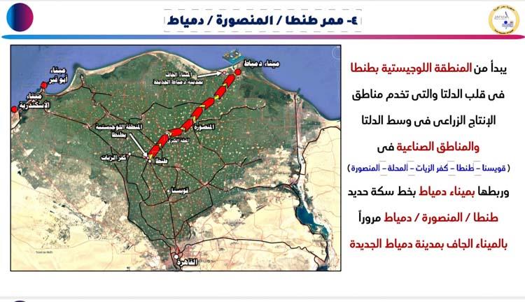 خريطة 7 محاور لوجستية تنفذها وزارة النقل