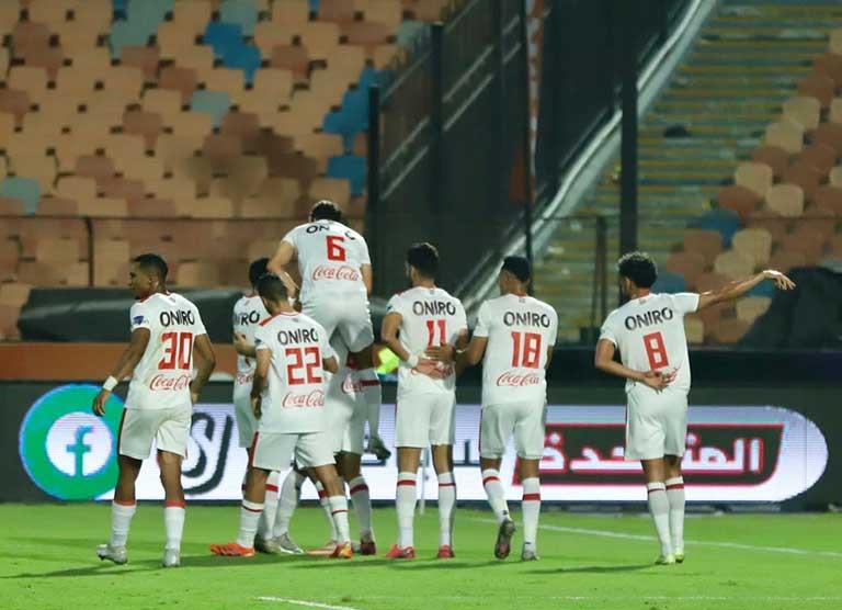 احتفال لاعبي الزمالك 