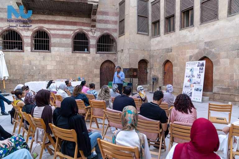 طلاب جامعة النيل يشاركون  في إعادة الاستخدام الوظيفي لبيت الرزاز (9)