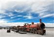 الصدأ يأمل قطار قديم في مدينة يوني في بوليفيا                                                                                                                                                           