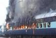 حريق هائل يدمر عربتي قطار بمحطة رمسيس