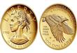 صورة لقطعة نقدية ذهبية أمريكية تحمل لأول مرة وجه س