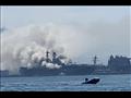 حريق ضخم على ظهر سفينة حربية أمريكية