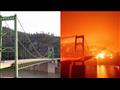 جسر بيدويل بار  في بحيرة أوروفيل قبل وبعد الحرائق في كاليفورنيا