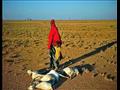 امرأة برفقة ابنتها في منطقة تعاني الجفاف بالصومال