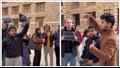 وقفة الطلاب احتجاجا على المصروفات بالجامعة الأمريك